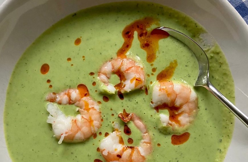 Five-Ingredient Dinner: Chilled Buttermilk-Pea Soup with Shrimp