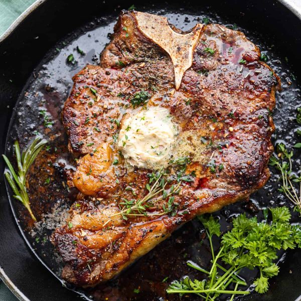 The BEST Skillet Tbone Steak