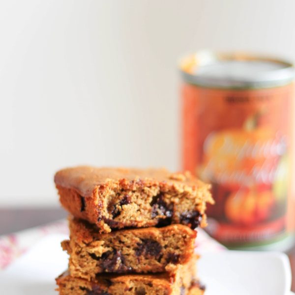 Flourless Pumpkin Chocolate Chip Bars